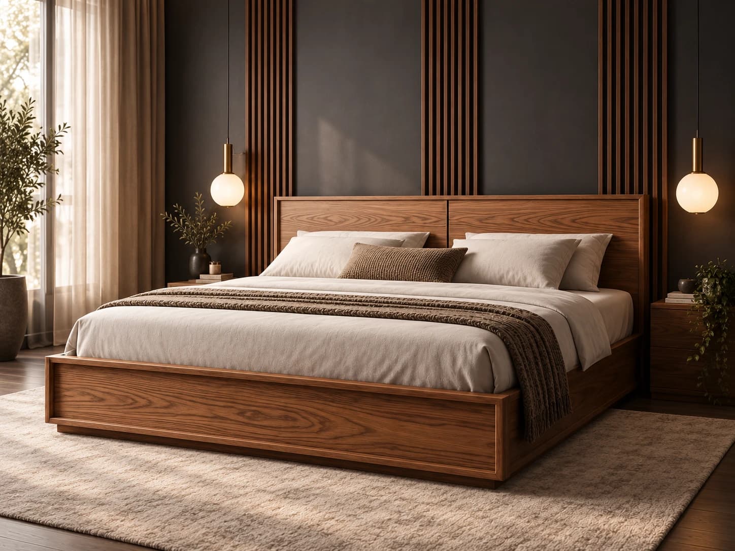 تخت خواب گردویی مدرن